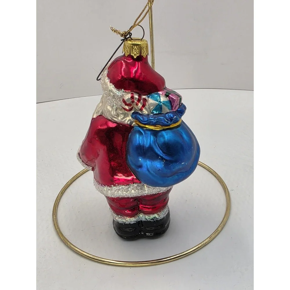 Slavic Treasures 2000 Santa Computer Glass Christmas Ornament Y2K Glitter Retro